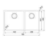 FRANKE BXX 220-74 SBR Box 不銹鋼 檯面/檯底 雙星盆 780x450x200mm 銀色-hong-kong