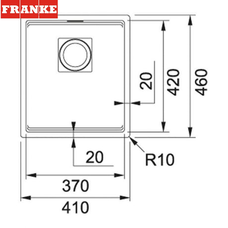 FRANKE KNG 110-37 (125.0529.503) Kubus 2 花崗岩 檯底 單星盆 410x460mm 岩灰色-hong-kong