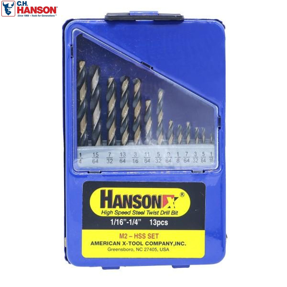 美國 C.H. HANSON M-2 黑金鋒鋼鑽咀135度套裝-hong-kong