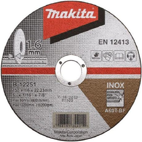 Makita 牧田 B-12251 直徑150mm 薄切割砂輪片 (切割金屬用)-hong-kong