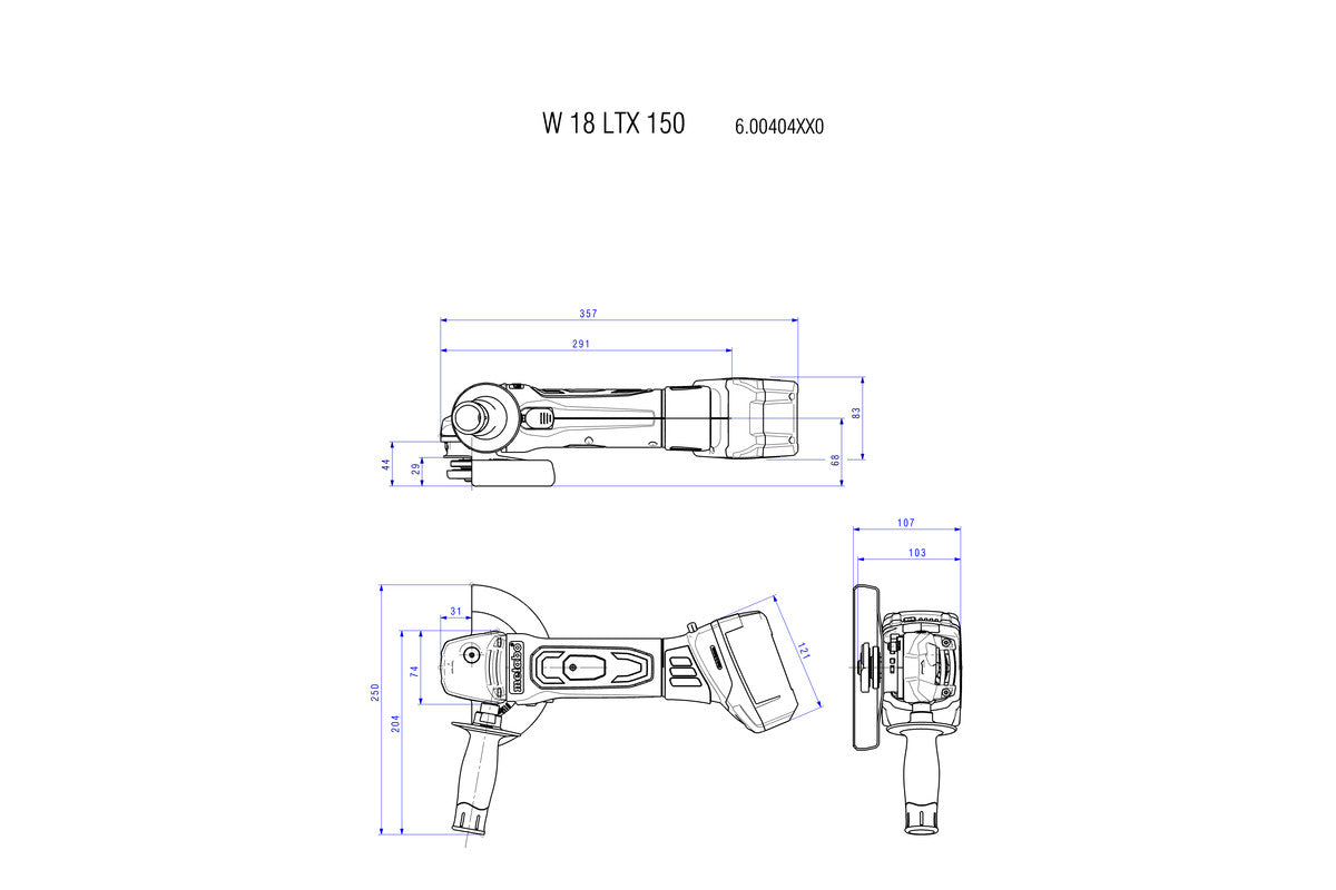 metabo 麥太保 W 18 LTX 150 150mm充電式角磨機 (鋰18V) (淨機)-hong-kong