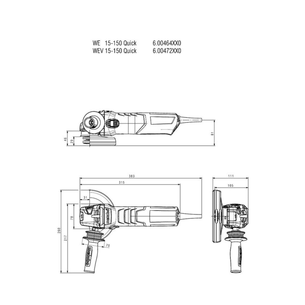 metabo 麥太保 WE 15-150 Quick 150mm 1550W角磨機-hong-kong