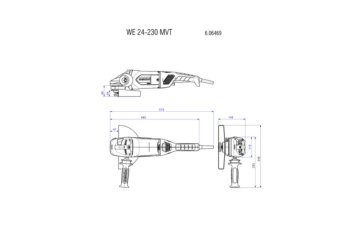 metabo 麥太保WE 24-230 MVT 230mm 2400W角磨機-hong-kong