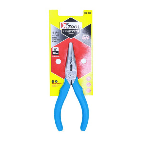 X-TOOL (厚膠柄) 尖咀鉗 (電工多用途) MN-150 6"-hong-kong