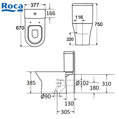 Roca Atis 34124N+342616+80NA12 自由咀分體座廁配油壓廁板-hong-kong