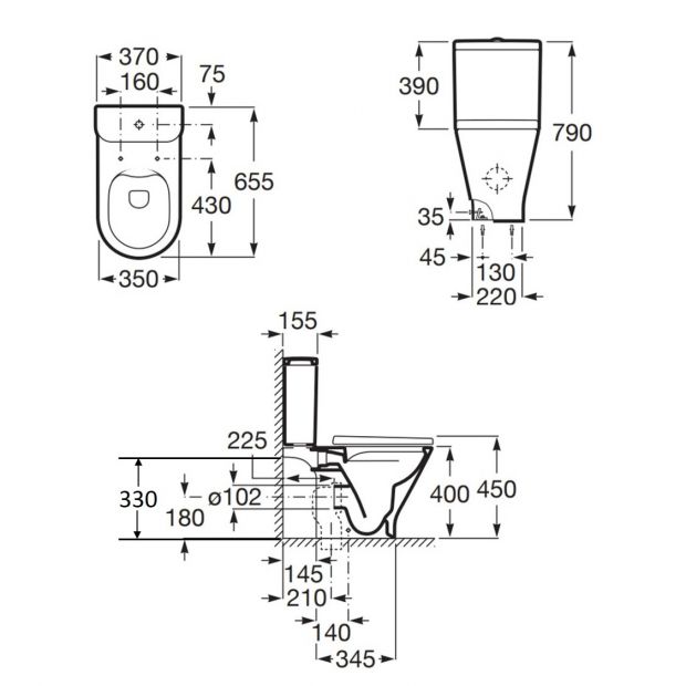 Roca Gap Round rimless 804035005+3410N0+3420N8 自由咀分體座廁配電子廁板(時尚型)套裝-hong-kong