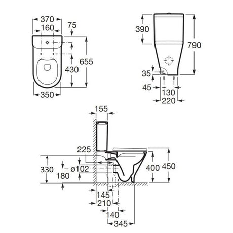 Roca Gap Round rimless 804035005+3410N0+3420N8 自由咀分體座廁配電子廁板(時尚型)套裝-hong-kong