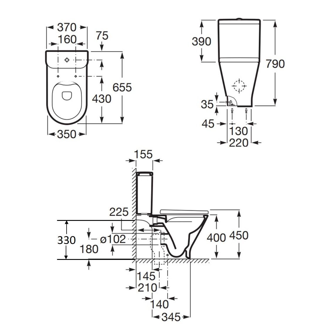 ROCA The Gap Round Rimless 自由咀分體座廁配SUPRALIT®油壓板套裝 3410N0+3420N8+801D12 白色-hong-kong