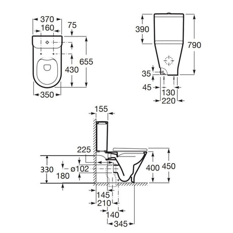 ROCA The Gap Round Rimless 自由咀分體座廁配SUPRALIT®油壓板套裝 3410N0+3420N8+801D12 白色-hong-kong