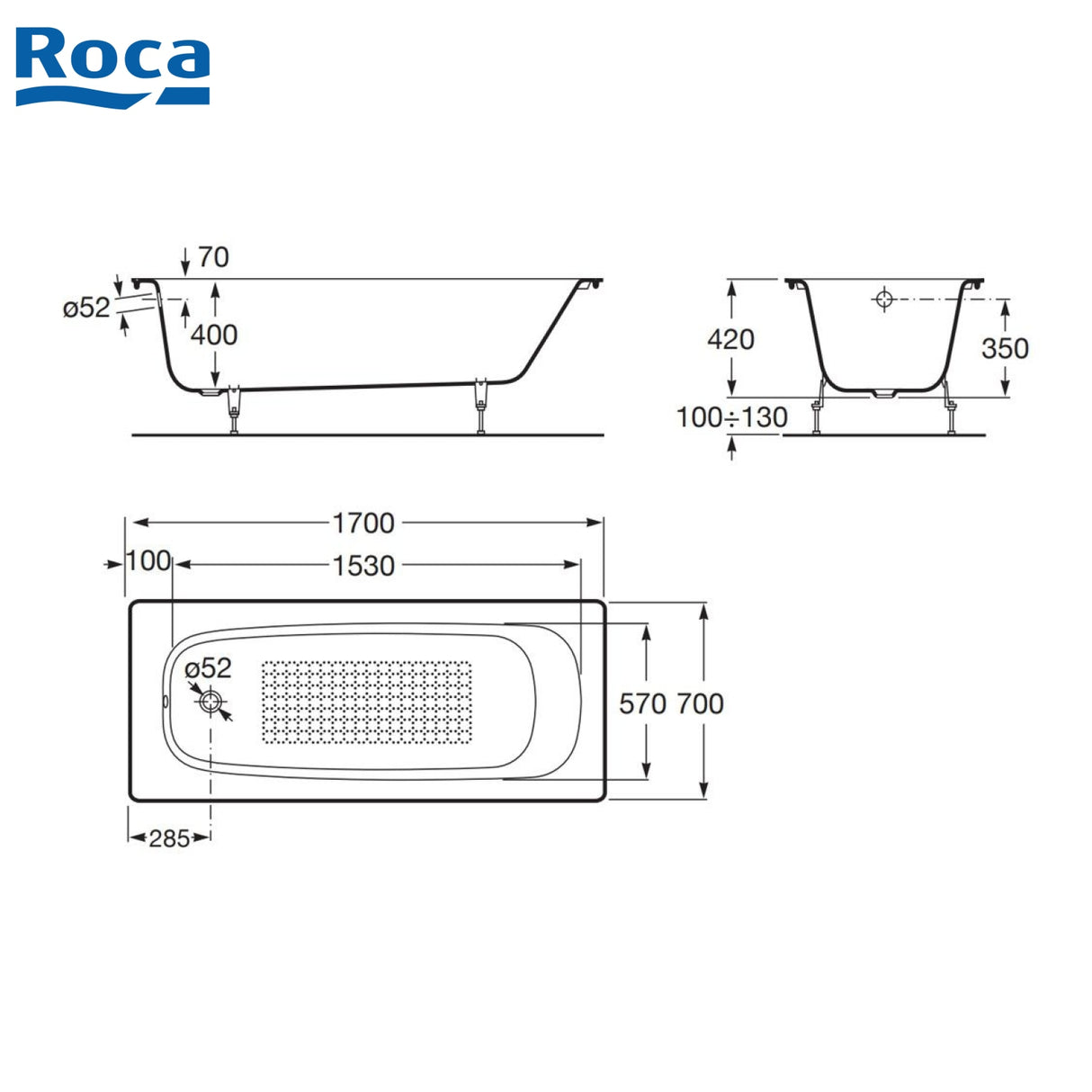 ROCA A212911001 Continental 1700x700x400mm 鑄鐵浴缸-hong-kong