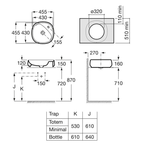 Roca A3270B9650 Beyond 檯上盆 455x455x160mm 米色-hong-kong