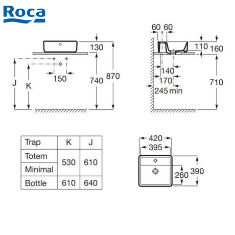 ROCA A3270MM000 Alter / The Gap 檯上盆 420x390x130mm 白色-hong-kong