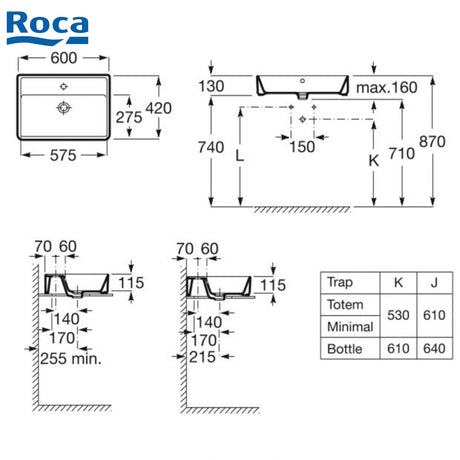 ROCA A3270MN000 The Gap 檯上盆 600x420x130mm 白色-hong-kong