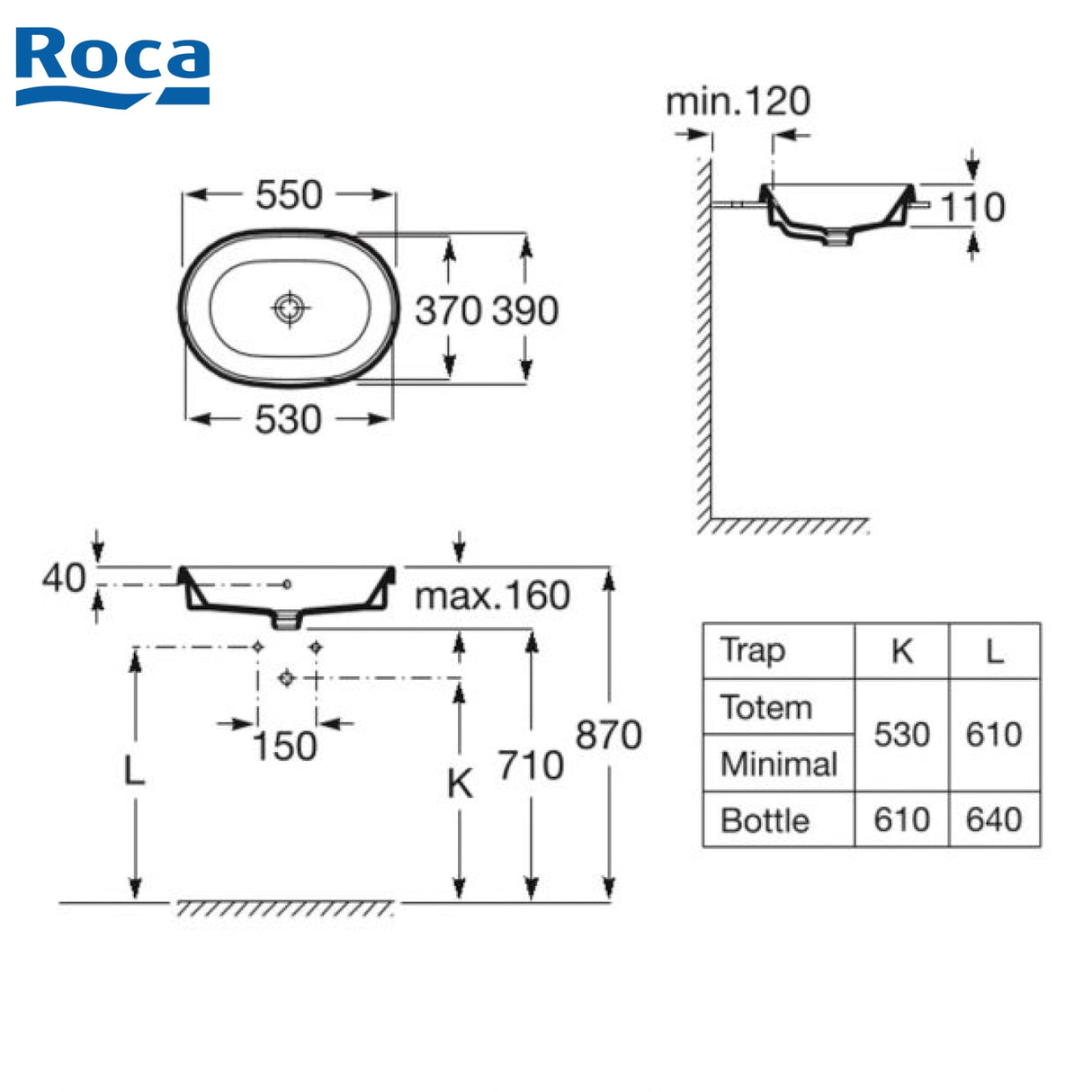 Roca A3270Y5000 The Gap 檯面盆 550x390x110mm 白色-hong-kong