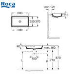 Roca A3270Y8000 The Gap 檯面盆 600x370x110mm 白色-hong-kong
