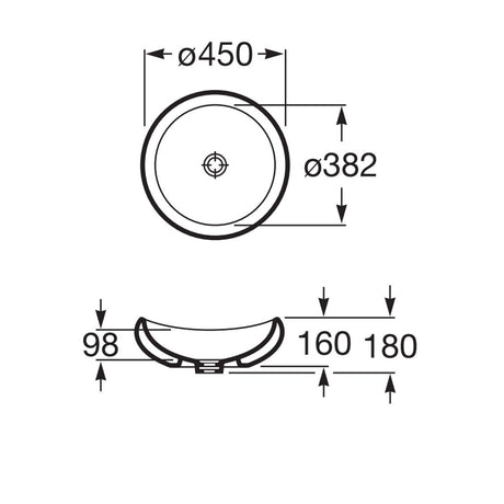 ROCA A327225000 Urbi 1 檯上盆 450x450x180mm 白色-hong-kong