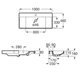 ROCA A32768A000 ONA 掛牆面盆 1000x460x160mm 白色-hong-kong