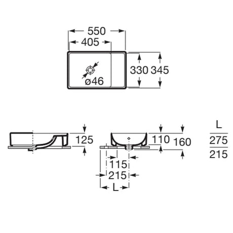 ROCA A32768C000 ONA 檯上盆 550x345x125mm 白色-hong-kong