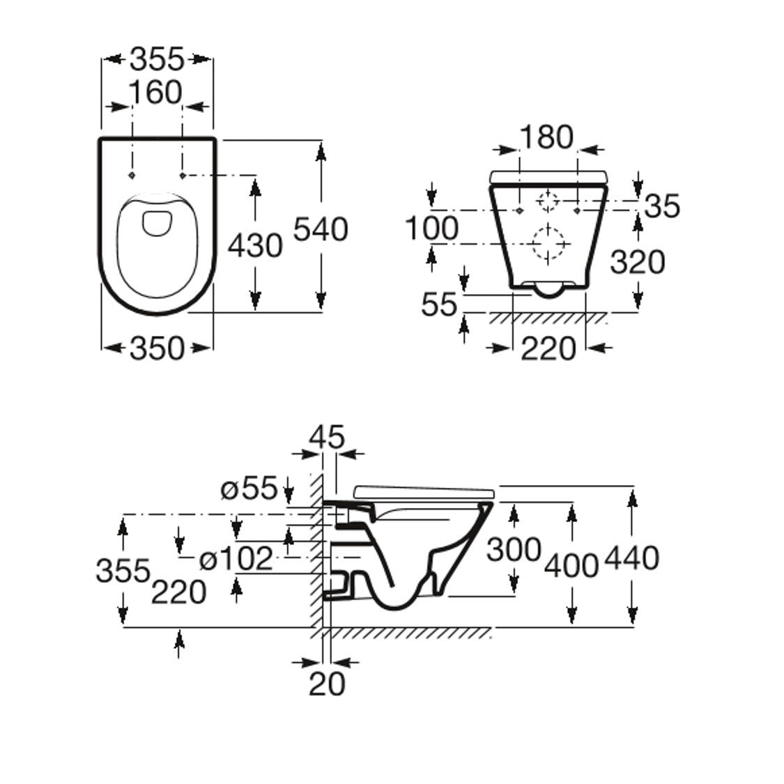 ROCA The Gap Round Rimless 掛牆座廁配SUPRALIT®油壓板套裝 3460NL+801D12-hong-kong