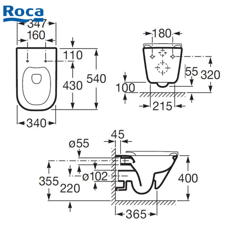 ROCA 34647L+801472 The Gap Rimless 掛牆座廁配歐樂油壓板套裝-hong-kong