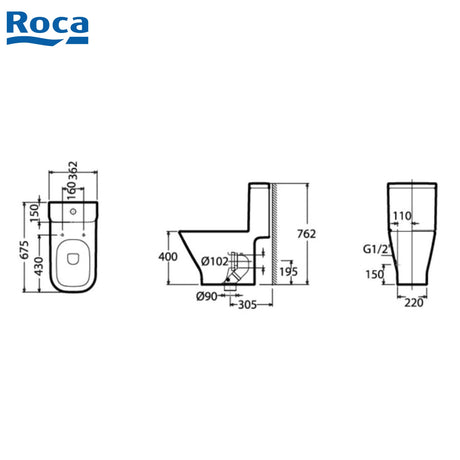 Roca Gap 804036005+349477 自由咀連體座廁配電子廁板(時尚型)-hong-kong