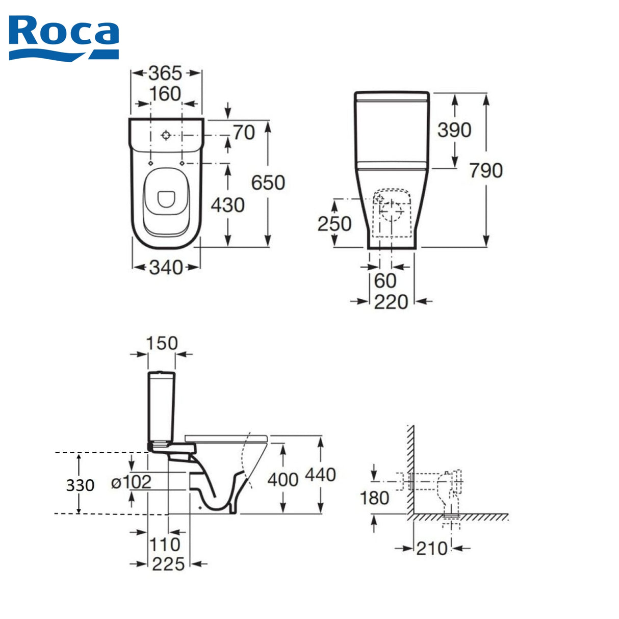 ROCA Gap 自由咀分體座廁配歐樂油壓板套裝 341470+342477+801472 白色-hong-kong