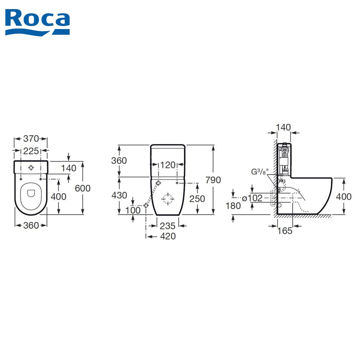 ROCA N-Meridian 自由咀分體座廁配油壓板套裝 341242+342248+8012AC 白色-hong-kong